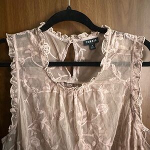 Torrid Blush Embroidered Sleeveless Blouse